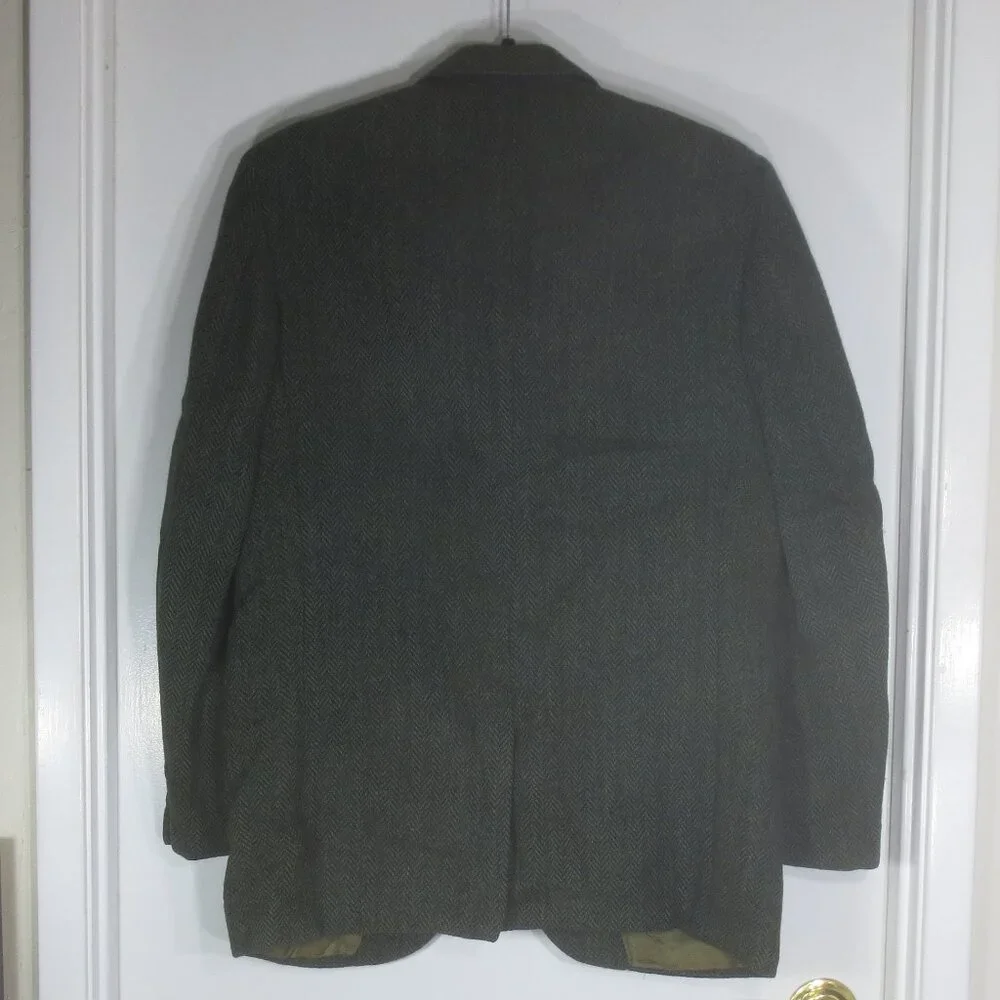 Perth Ltd Jacket Green Vintage Scottish Wool Harris Tweed Lined Blazer Size 42R